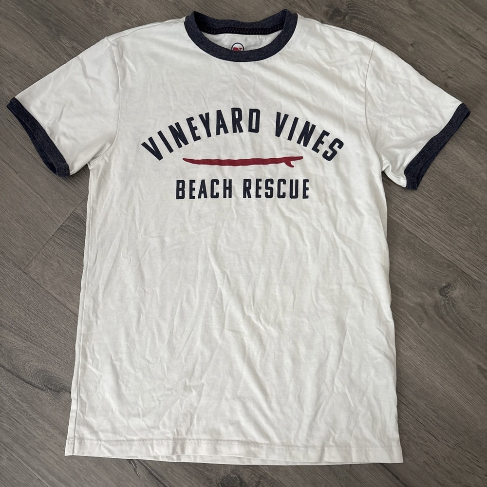 Vineyard Vines Beach Rescue Dunes Ringer Tee XS Out Of Office Patrol